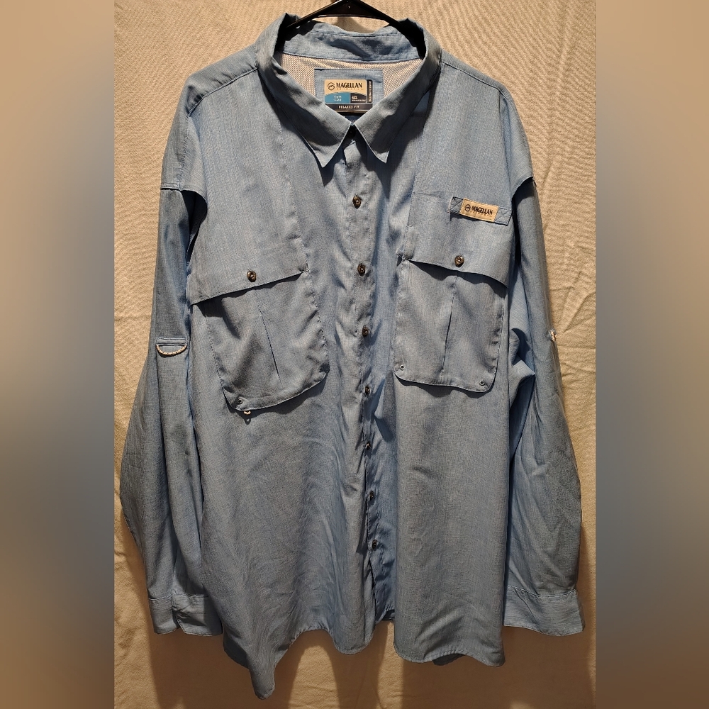 Magellan Outdoors Men's Aransas Pass Heather Long Sleeve Fishing Shirt Size 4XL